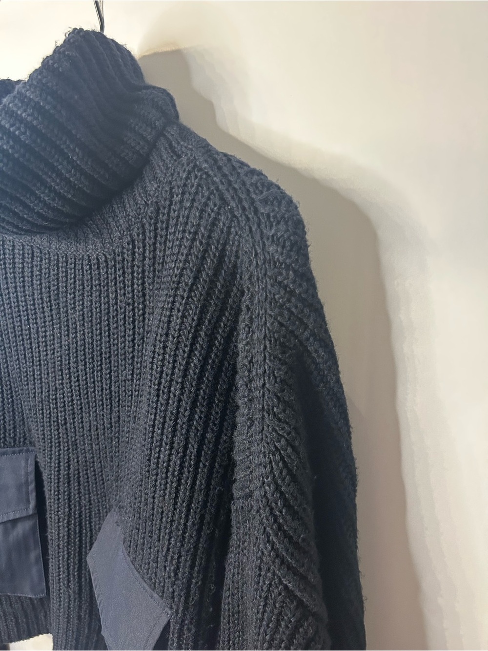 Zara Women’s Navy Blue Chunky Turtleneck Sweater with Large Pockets, Size Large - Picture 7 of 12